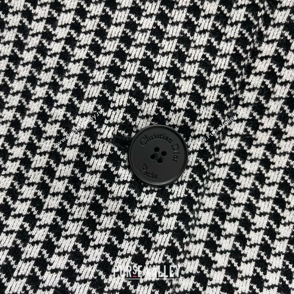 DIOR White and Black Houndstooth Technical Knit Short-Sleeved Jacket 2024 (QIQI-240325-25)