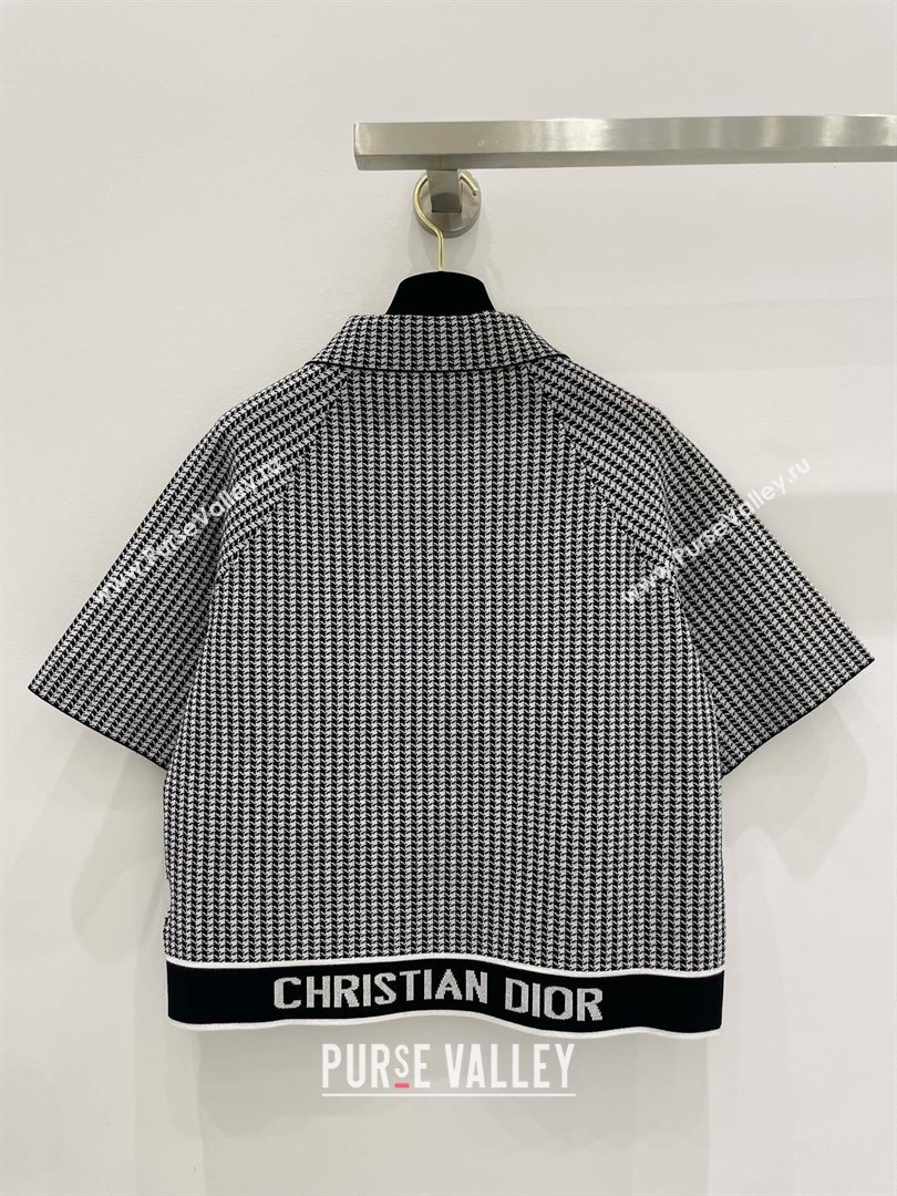 DIOR White and Black Houndstooth Technical Knit Short-Sleeved Jacket 2024 (QIQI-240325-25)