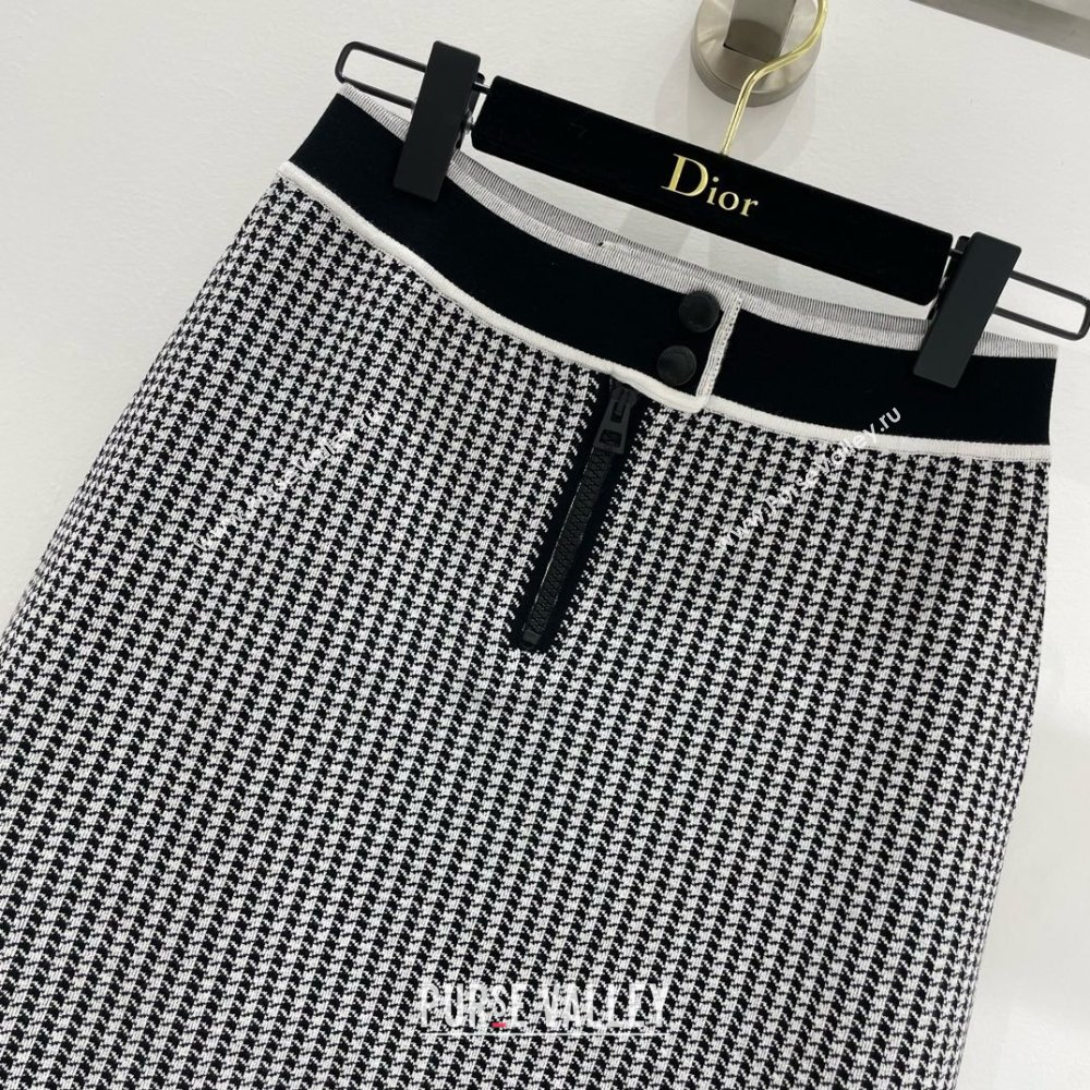 DIOR White and Black Houndstooth Technical Knit Miniskirt 2024 (QIQI-240325-24)