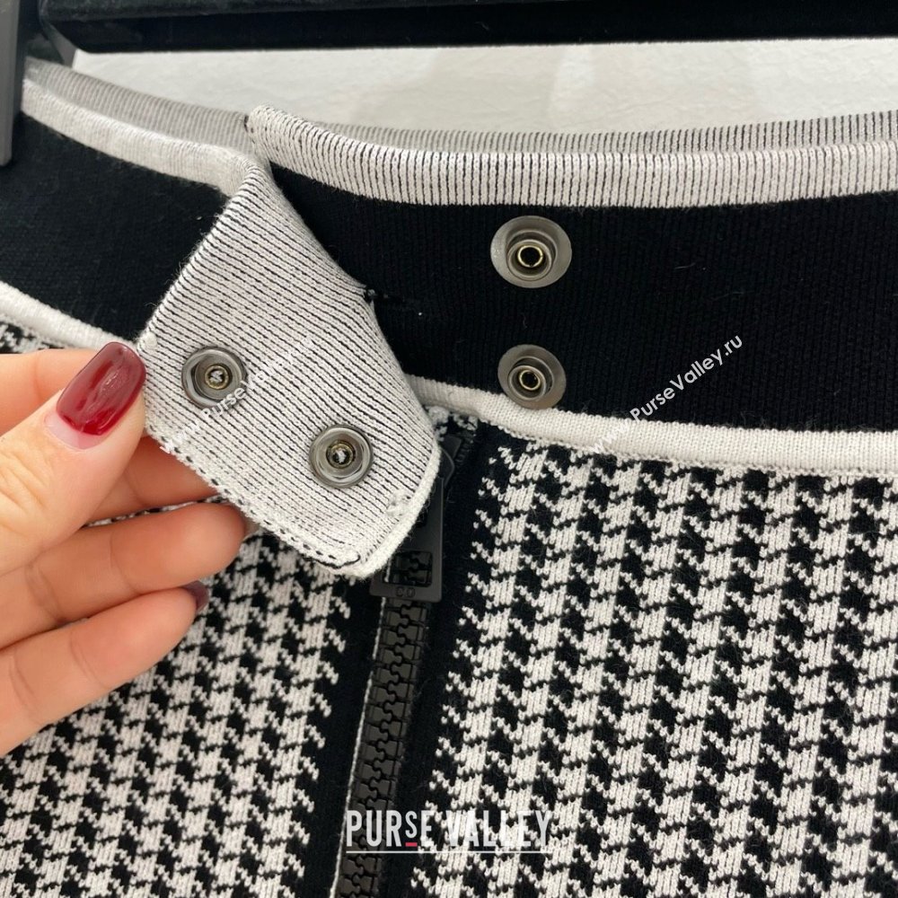 DIOR White and Black Houndstooth Technical Knit Miniskirt 2024 (QIQI-240325-24)