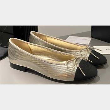 Chanel Calfskin & Grosgrain Ballet flats G02819 Gold/Black 2023 (modeng-23103123)