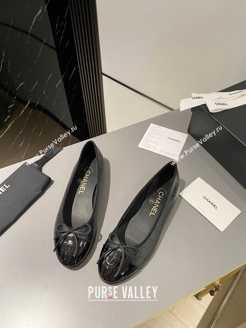 Chanel Calfskin & Patent Calfskin Ballet flats G02819 Black 2023 (modeng-23103121)
