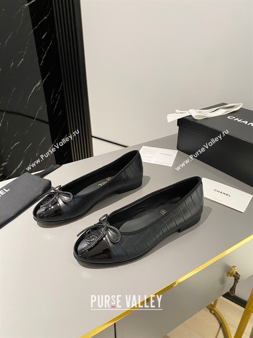 Chanel Calfskin & Patent Calfskin Ballet flats G02819 Black 2023 (modeng-23103121)