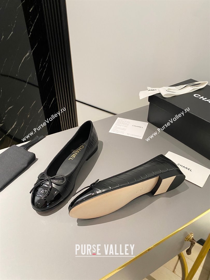Chanel Calfskin & Patent Calfskin Ballet flats G02819 Black 2023 (modeng-23103121)