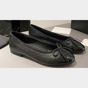 Chanel Calfskin & Patent Calfskin Ballet flats G02819 Black 2023 (modeng-23103121)