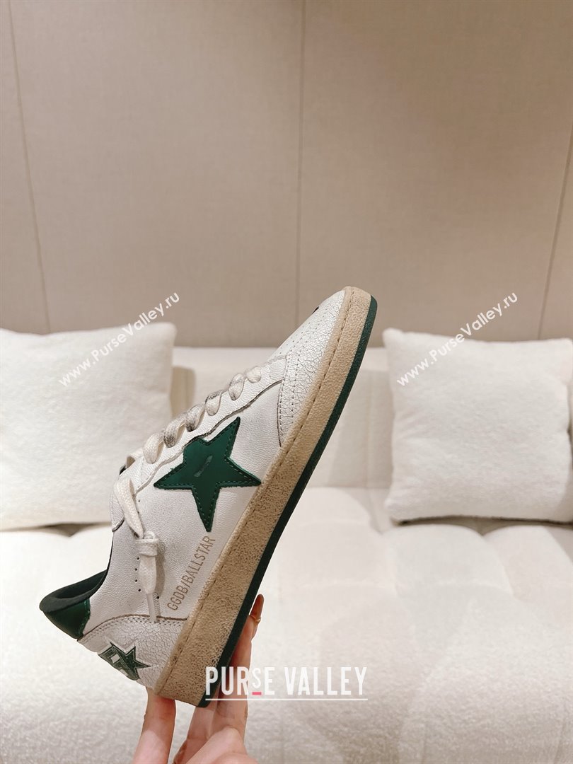 golden goose Womens Ball Star Wishes in white nappa leather with green leather star and heel tab 2024 (nono-240129-06)