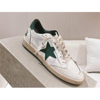 golden goose Womens Ball Star Wishes in white nappa leather with green leather star and heel tab 2024 (nono-240129-06)