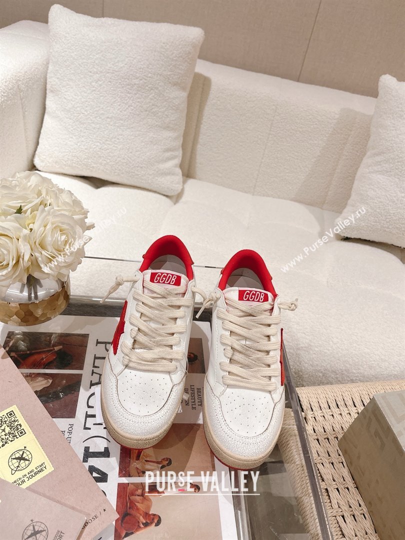 golden goose Women Ball Star Wishes in white leather with a red star and heel tab 2024 (nono-240129-03)