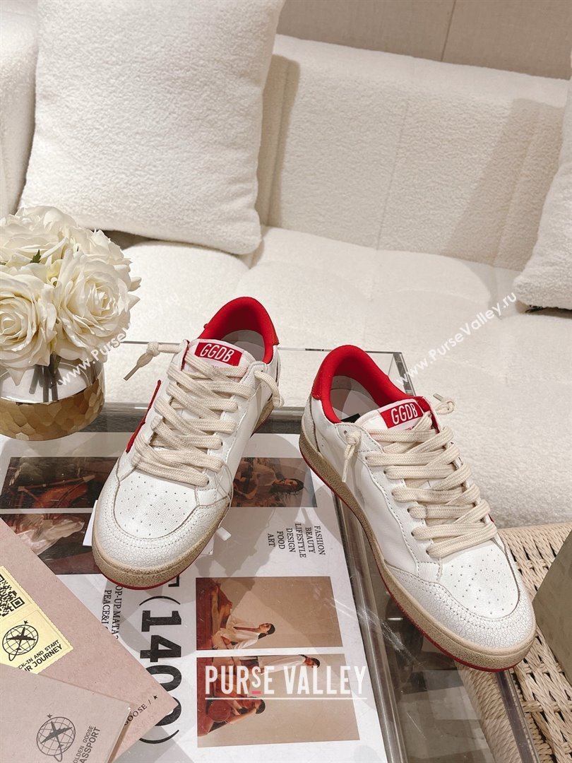 golden goose Women Ball Star Wishes in white leather with a red star and heel tab 2024 (nono-240129-03)