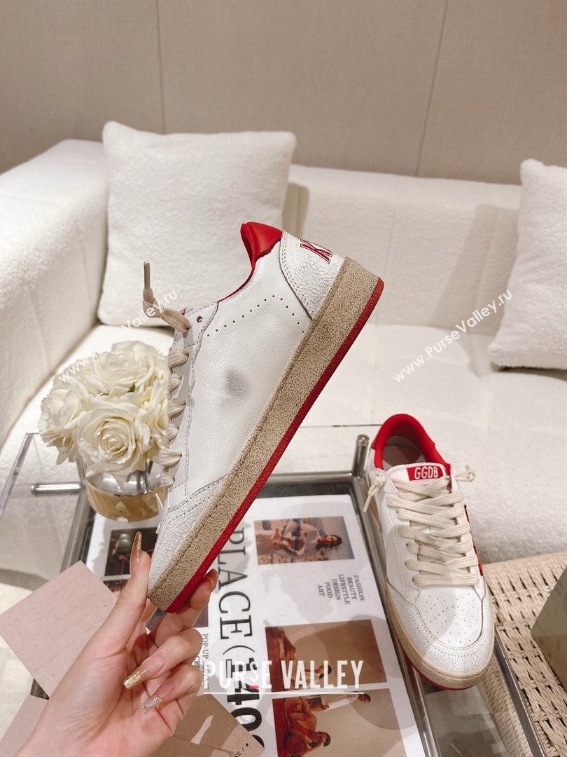 golden goose Women Ball Star Wishes in white leather with a red star and heel tab 2024 (nono-240129-03)