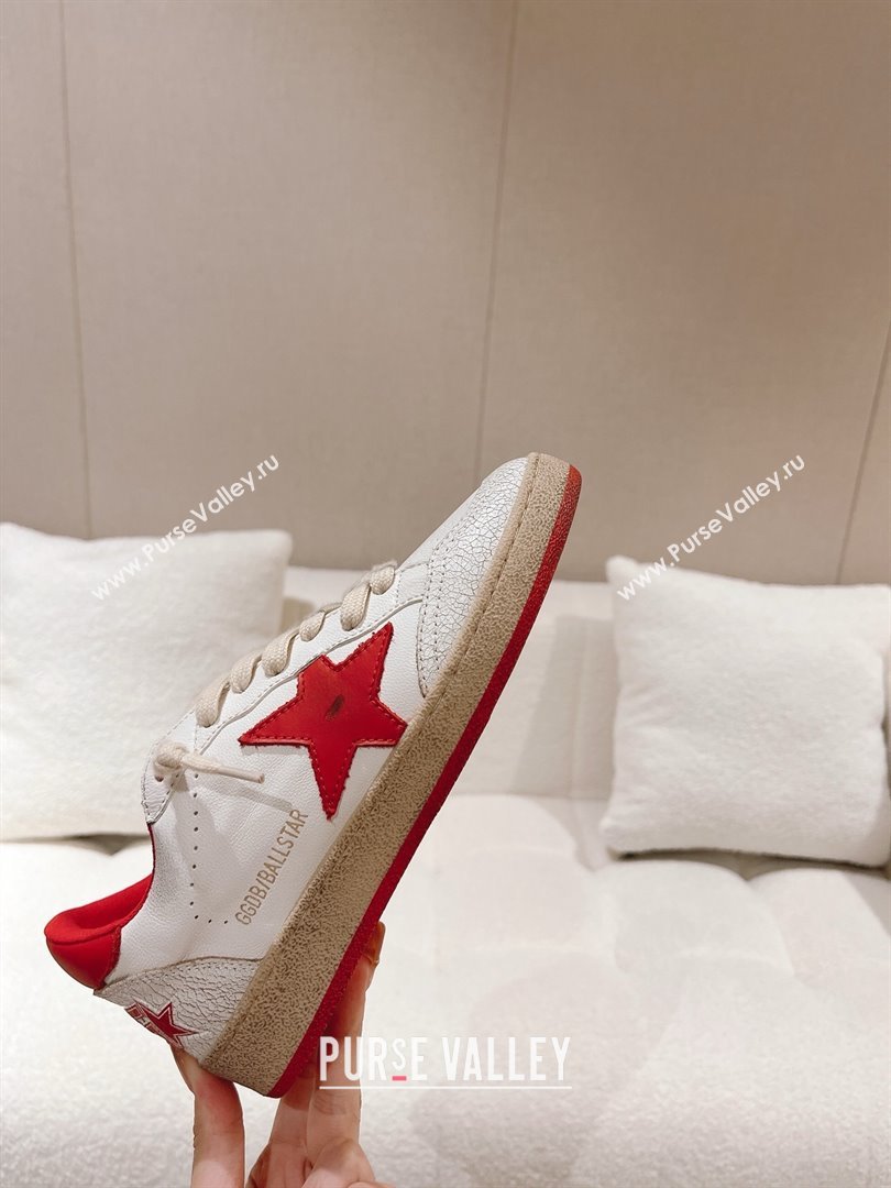 golden goose Women Ball Star Wishes in white leather with a red star and heel tab 2024 (nono-240129-03)