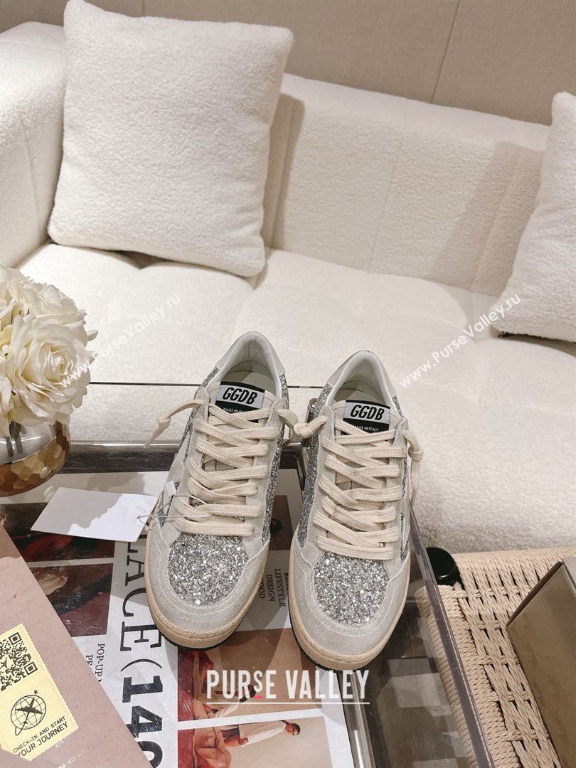 golden goose Ball Star in silver glitter with ice-gray suede inserts 2024 (nono-240129-05)