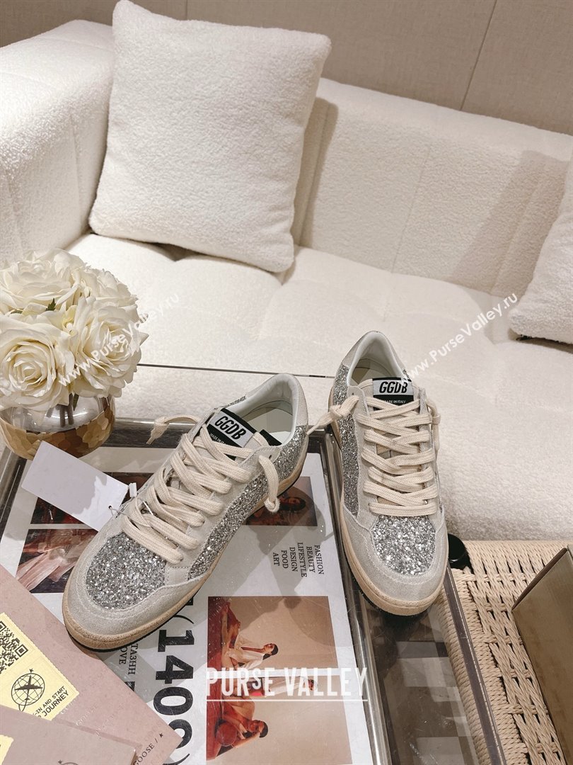 golden goose Ball Star in silver glitter with ice-gray suede inserts 2024 (nono-240129-05)