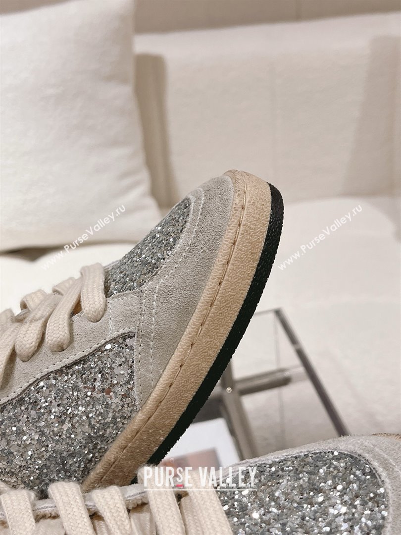 golden goose Ball Star in silver glitter with ice-gray suede inserts 2024 (nono-240129-05)