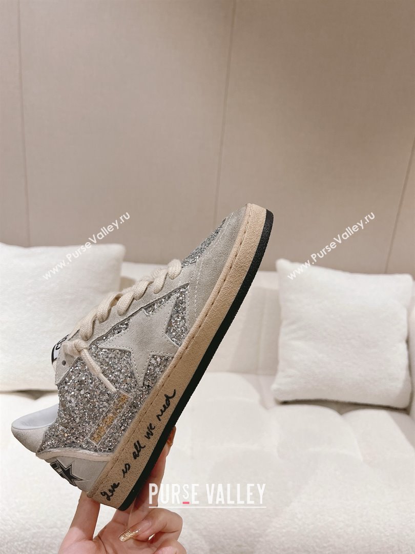 golden goose Ball Star in silver glitter with ice-gray suede inserts 2024 (nono-240129-05)