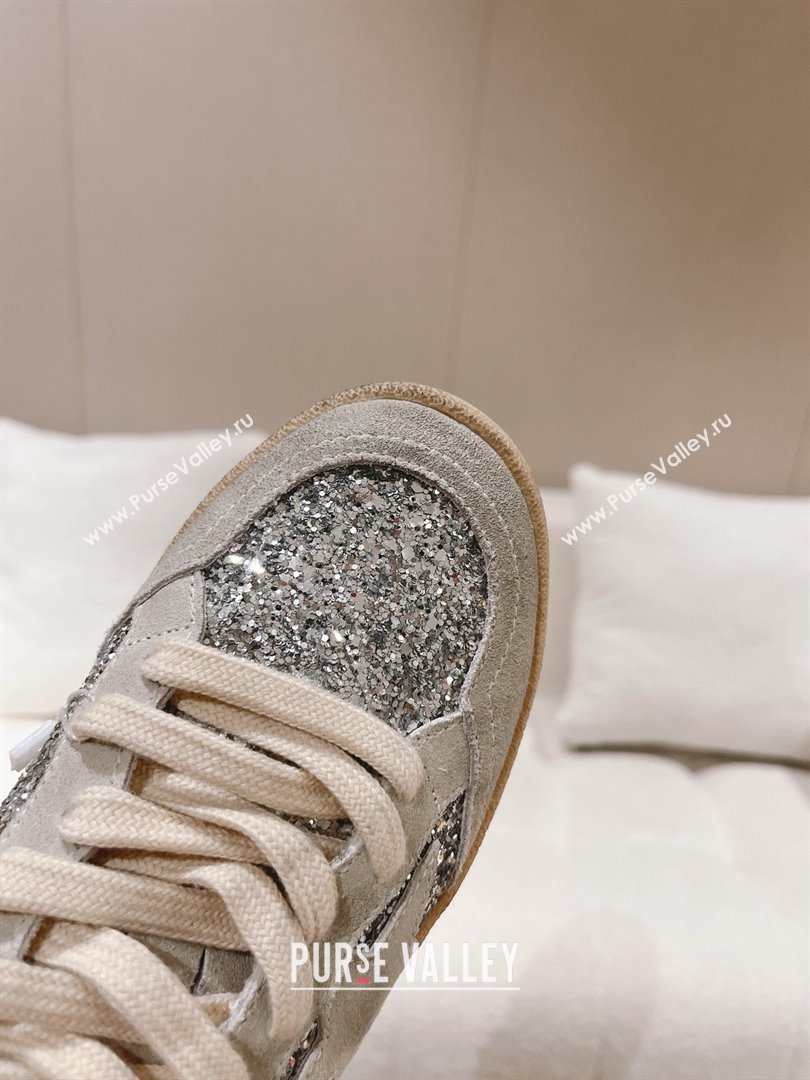 golden goose Ball Star in silver glitter with ice-gray suede inserts 2024 (nono-240129-05)