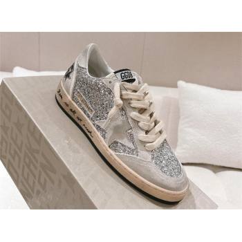 golden goose Ball Star in silver glitter with ice-gray suede inserts 2024 (nono-240129-05)