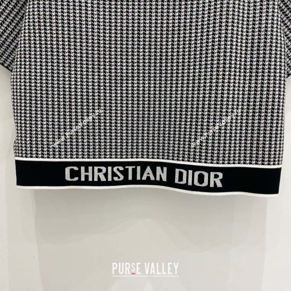 DIOR White and Black Houndstooth Technical Knit Short-Sleeved Jacket 2024 (QIQI-240325-25)