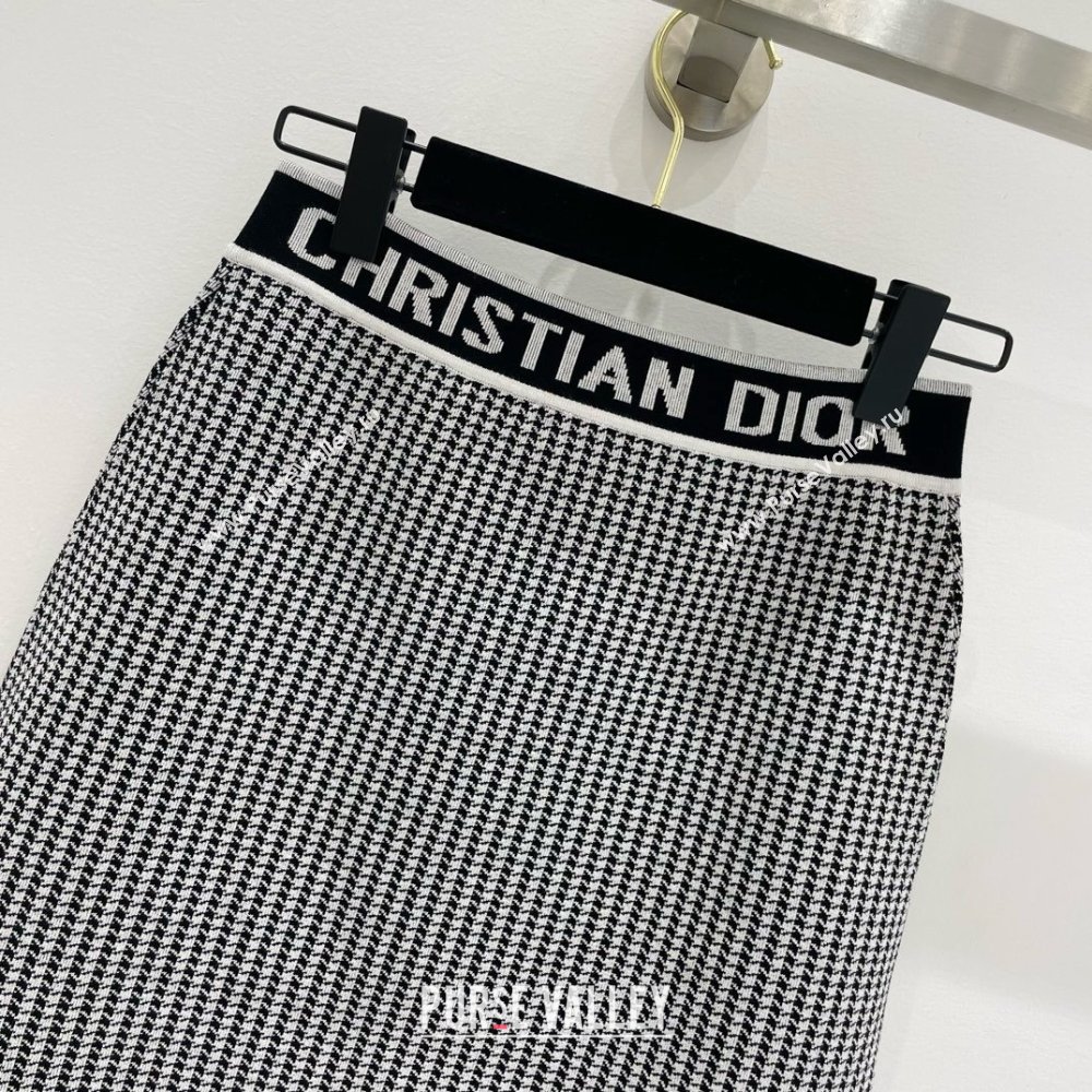 DIOR White and Black Houndstooth Technical Knit Miniskirt 2024 (QIQI-240325-24)