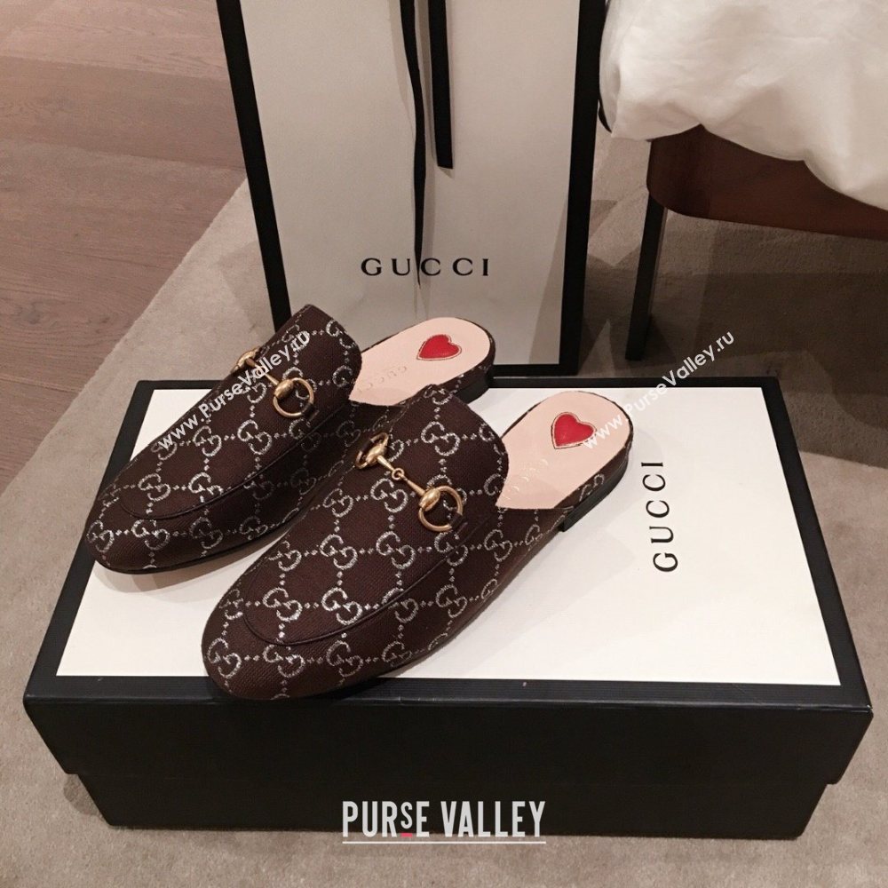 Gucci Princetown GG lame fabric Slippers coffee 2020 (kaola-201120-b)
