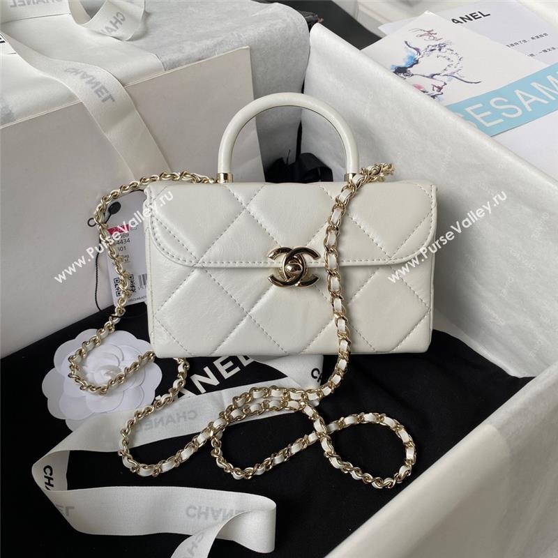 Chanel Quilted Shiny Calfskin Mini Box Bag AS4469 white 2023 (jiyuan-231031-04)