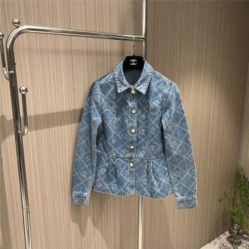 Chanel camellias printed denim coat BLUE 2023 (qiqi-231031-07)