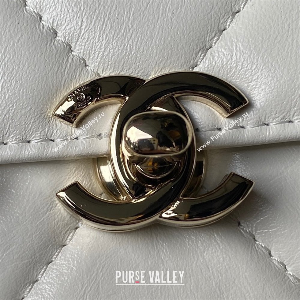 Chanel Quilted Shiny Calfskin Mini Box Bag AS4469 white 2023 (jiyuan-231031-04)