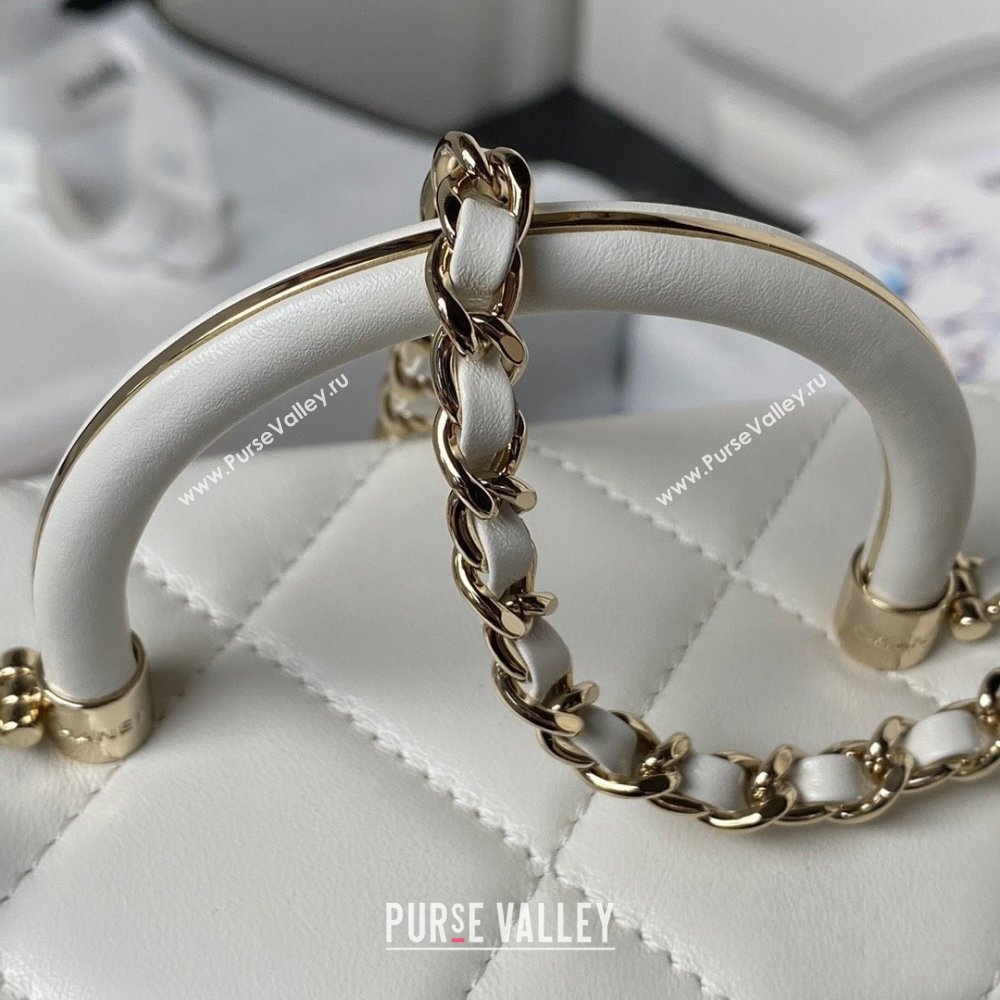 Chanel Quilted Shiny Calfskin Mini Box Bag AS4469 white 2023 (jiyuan-231031-04)