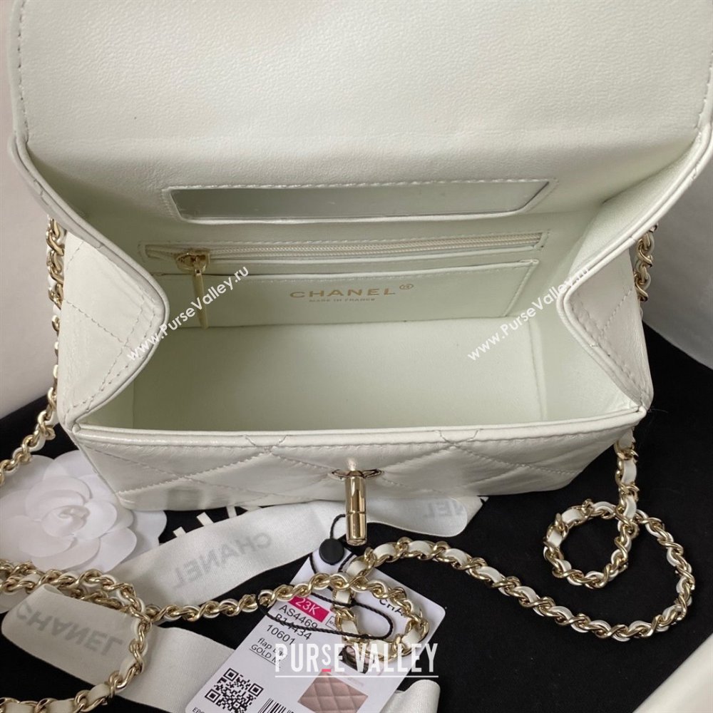 Chanel Quilted Shiny Calfskin Mini Box Bag AS4469 white 2023 (jiyuan-231031-04)