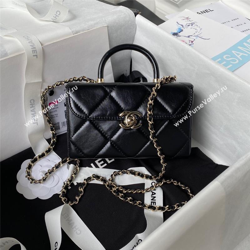 Chanel Quilted Shiny Calfskin Mini Box Bag AS4469 black 2023 (jiyuan-231031-03)
