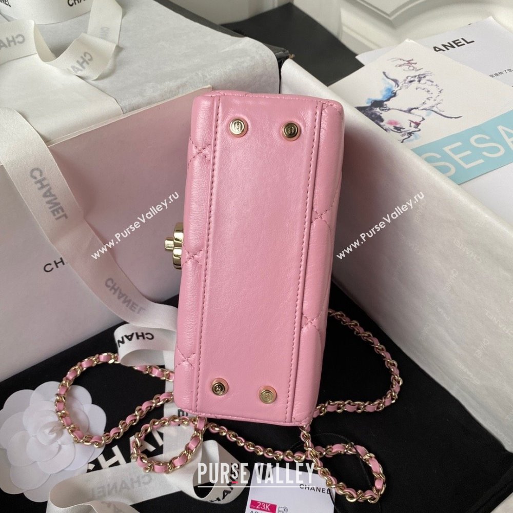 Chanel Quilted Shiny Calfskin Mini Box Bag AS4469 pink 2023 (jiyuan-231031-05)