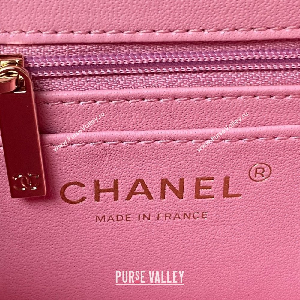 Chanel Quilted Shiny Calfskin Mini Box Bag AS4469 pink 2023 (jiyuan-231031-05)