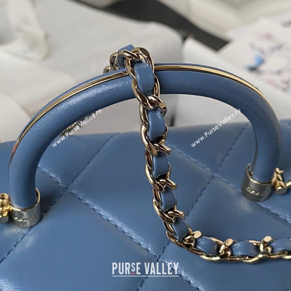 Chanel Quilted Shiny Calfskin Mini Box Bag AS4469 blue 2023 (jiyuan-231031-06)