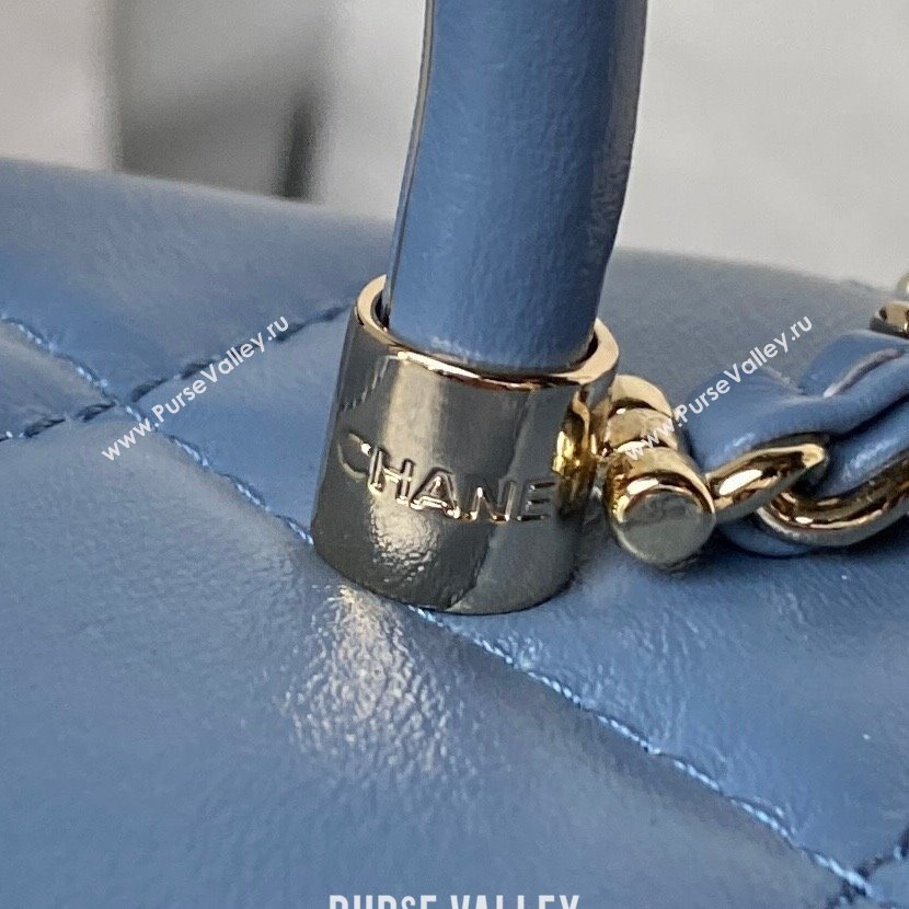 Chanel Quilted Shiny Calfskin Mini Box Bag AS4469 blue 2023 (jiyuan-231031-06)