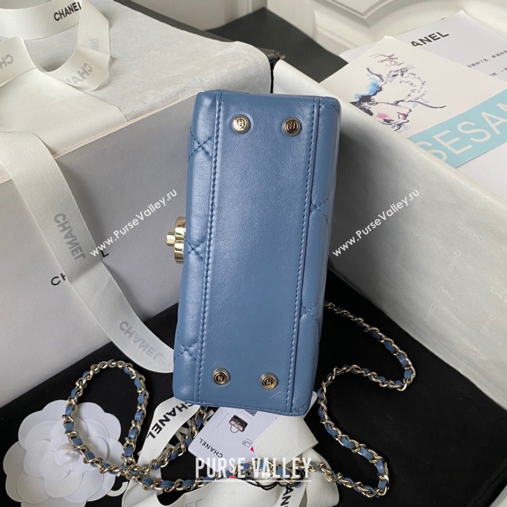 Chanel Quilted Shiny Calfskin Mini Box Bag AS4469 blue 2023 (jiyuan-231031-06)