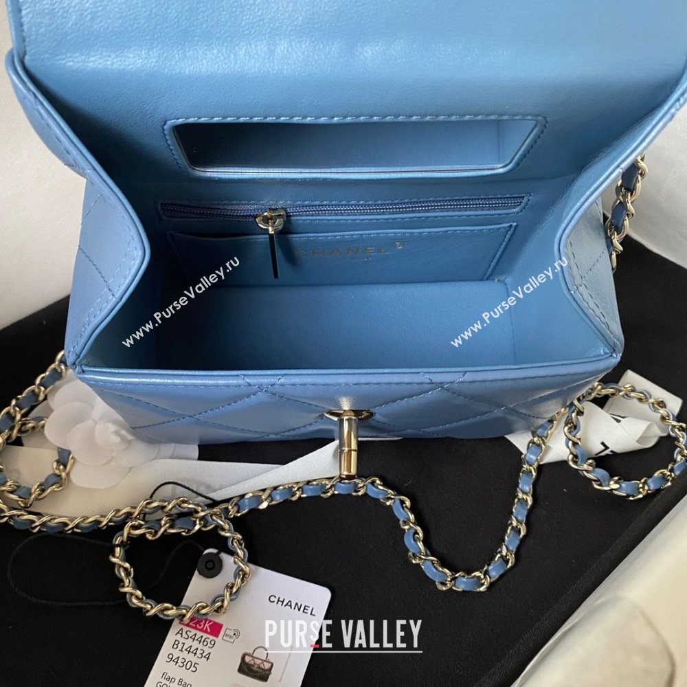 Chanel Quilted Shiny Calfskin Mini Box Bag AS4469 blue 2023 (jiyuan-231031-06)