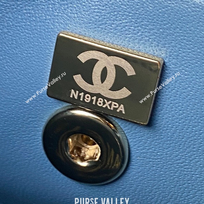 Chanel Quilted Shiny Calfskin Mini Box Bag AS4469 blue 2023 (jiyuan-231031-06)