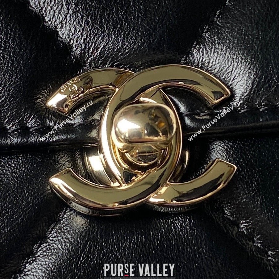 Chanel Quilted Shiny Calfskin Mini Box Bag AS4469 black 2023 (jiyuan-231031-03)