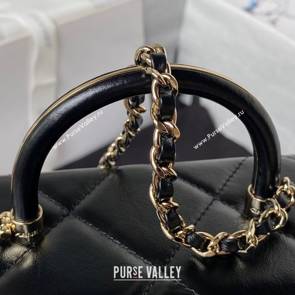 Chanel Quilted Shiny Calfskin Mini Box Bag AS4469 black 2023 (jiyuan-231031-03)