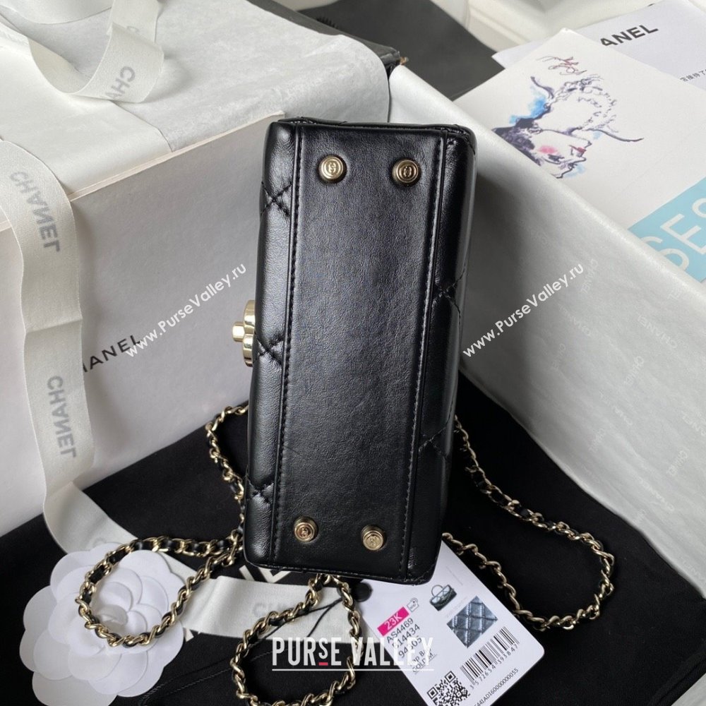 Chanel Quilted Shiny Calfskin Mini Box Bag AS4469 black 2023 (jiyuan-231031-03)