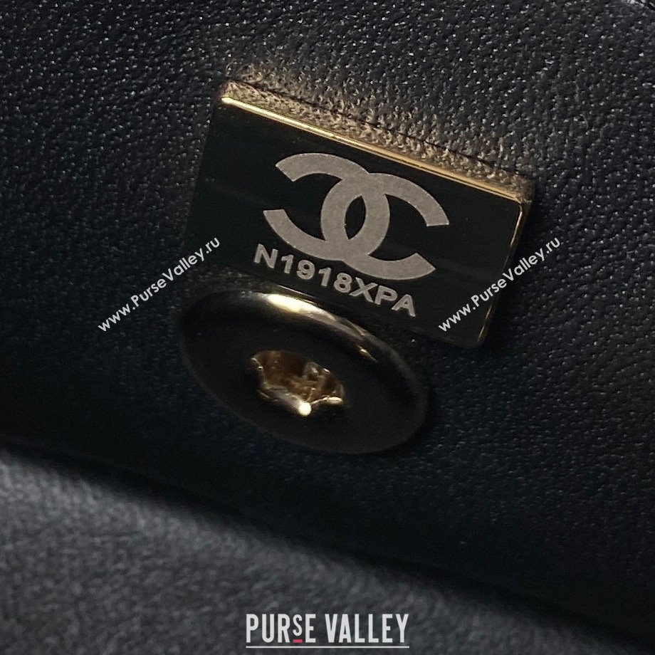 Chanel Quilted Shiny Calfskin Mini Box Bag AS4469 black 2023 (jiyuan-231031-03)