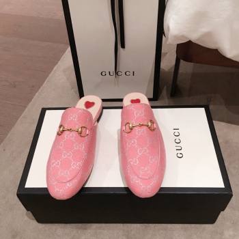 Gucci Princetown GG lame fabric Slippers pink 2020 (kaola-201120-d)