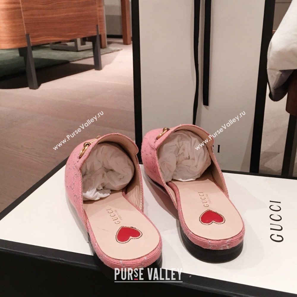 Gucci Princetown GG lame fabric Slippers pink 2020 (kaola-201120-d)