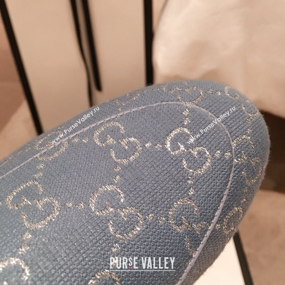 Gucci Princetown GG lame fabric Slippers denim blue 2020 (kaola-201120-e)