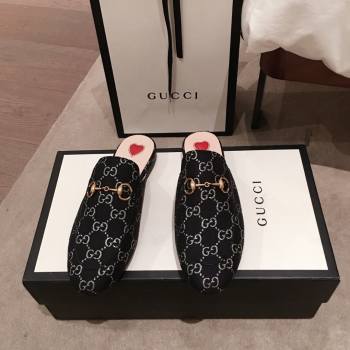 Gucci Princetown GG lame fabric Slippers black 2020 (kaola-201120-f)