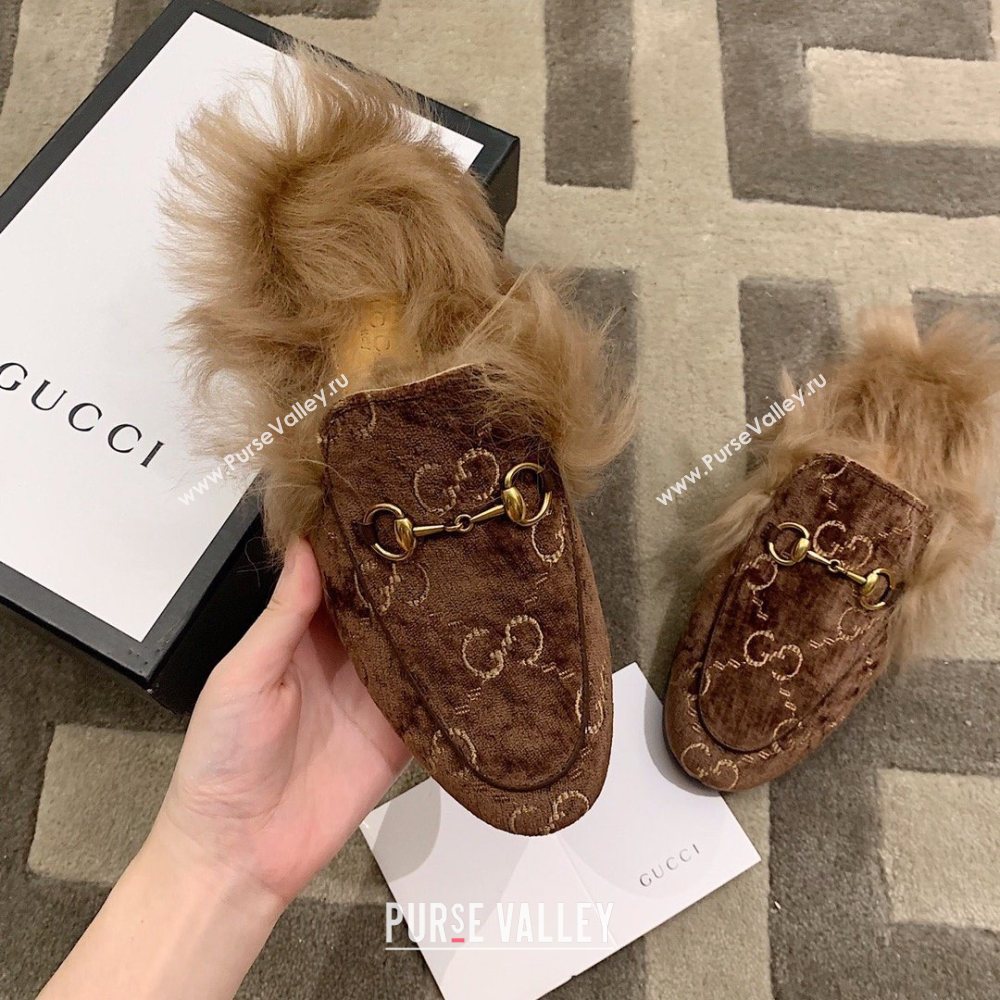 Gucci Princetown GG Velvet Fur Slipper coffee 2020 (dingyun-201119-e)