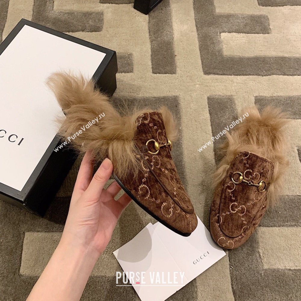 Gucci Princetown GG Velvet Fur Slipper coffee 2020 (dingyun-201119-e)