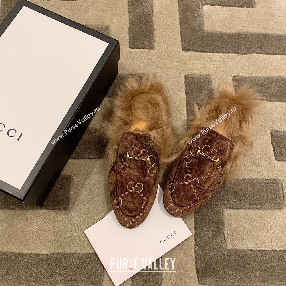 Gucci Princetown GG Velvet Fur Slipper coffee 2020 (dingyun-201119-e)