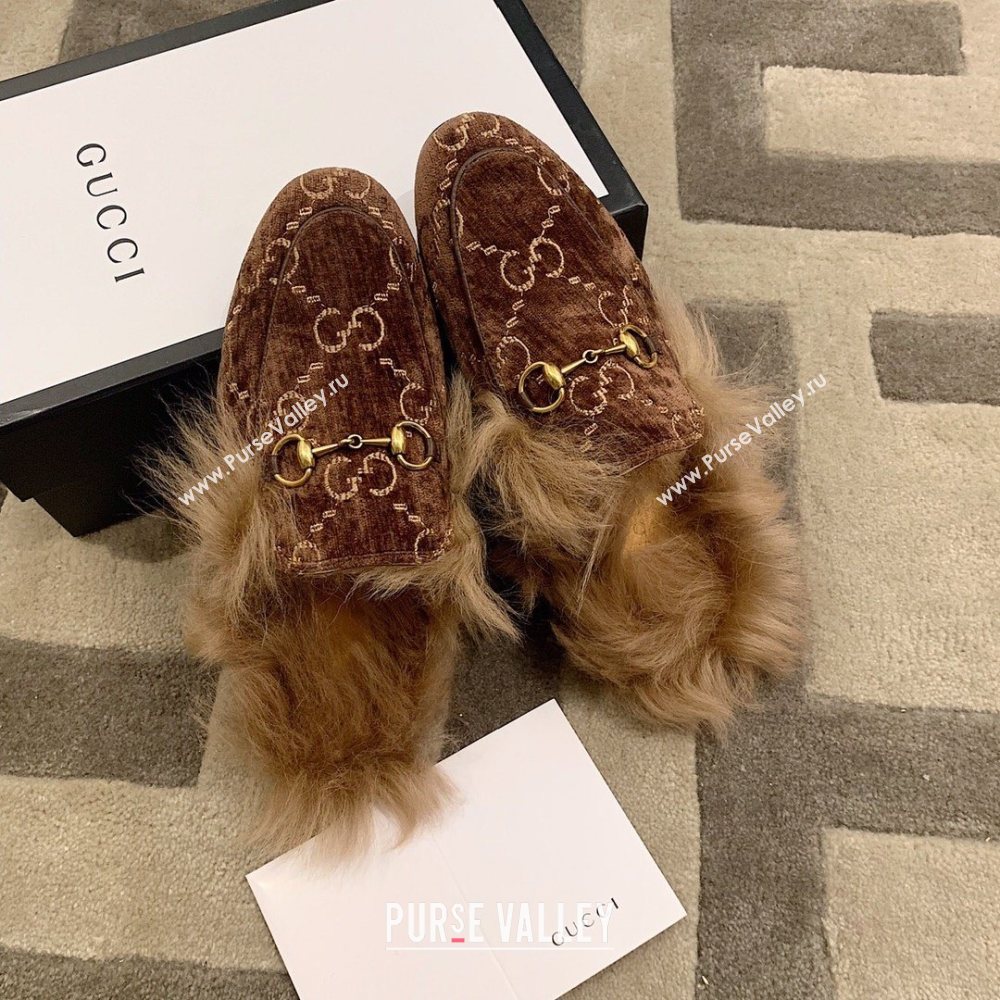 Gucci Princetown GG Velvet Fur Slipper coffee 2020 (dingyun-201119-e)