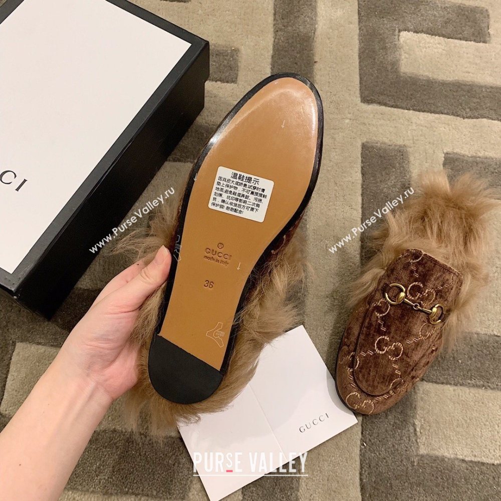 Gucci Princetown GG Velvet Fur Slipper coffee 2020 (dingyun-201119-e)